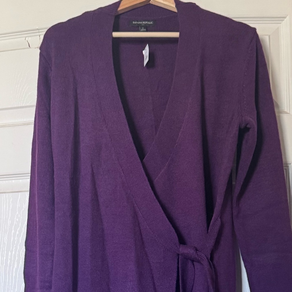 Banana Republic Purple Wrap Cardigan Dress